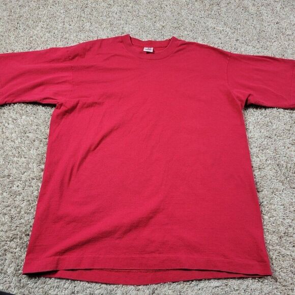 Vintage Fruit of The Loom T Shirt Adult Large Red Blank Short Sleeve USA Made - Picture 1 of 8